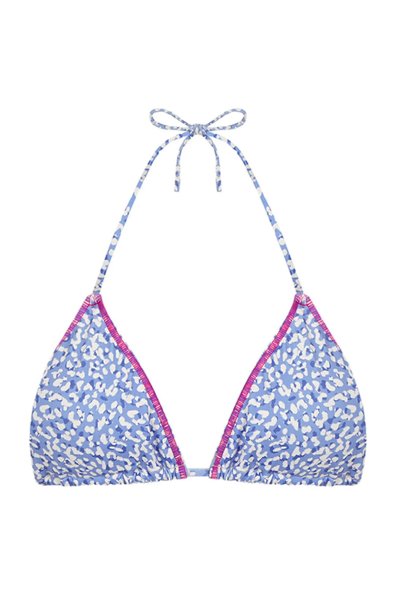 Top bikini triangular cortina leopardo azul