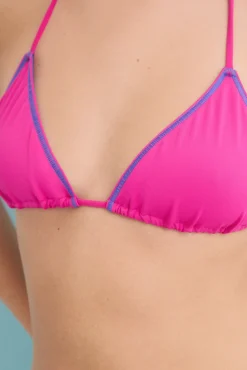 Top bikini triangular cortina rosa