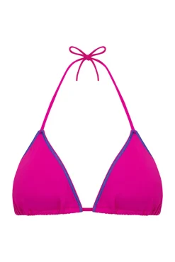 Top bikini triangular cortina rosa