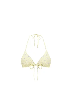 Top bikini triangular mini flores amarillo