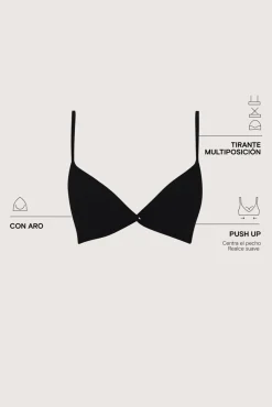 Top bikini triangular push up negro