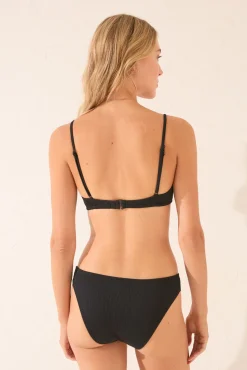 Top bikini triangular rib negro