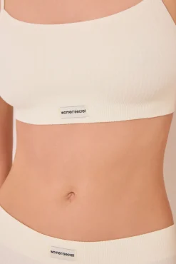 Top canalé seamless blanco