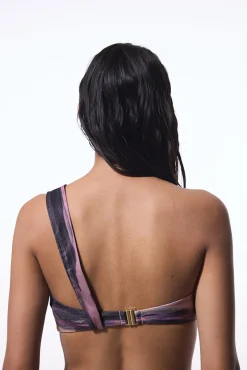 Top de bikini asimétrico brillo