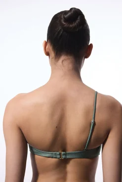 Top de bikini asimétrico verde