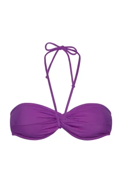Top de bikini bandeau brillo morado