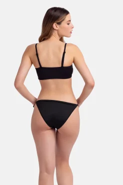 Top de bikini bandeau crochet negro