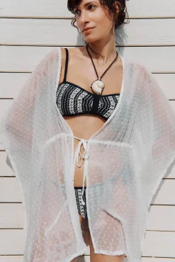 Top de bikini bandeau crochet negro