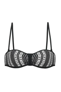 Top de bikini bandeau crochet negro
