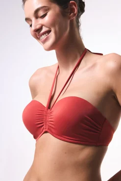 Top de bikini bandeau marrón