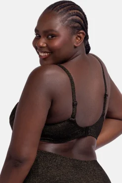 Top de bikini con aro brillo negro