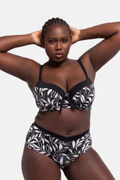 Top de bikini estampado negro