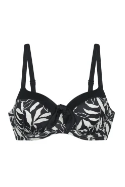 Top de bikini estampado negro