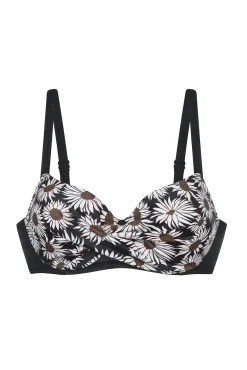 Top de bikini estampado negro