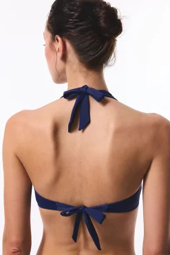 Top de bikini halter azul