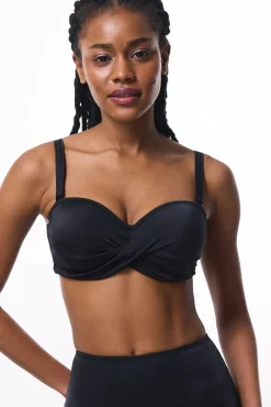 Top de bikini sin aro negro tirantes extraíbles
