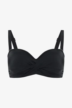 Top de bikini sin aro negro tirantes extraíbles