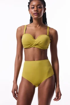 Top de bikini sin aro verde tirantes extraíbles