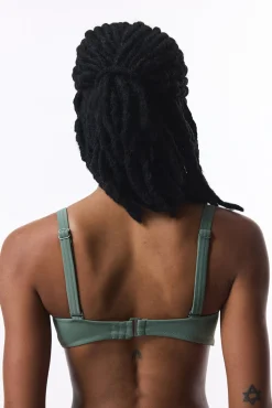 Top de bikini sin aro verde tirantes extraíbles
