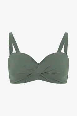 Top de bikini sin aro verde tirantes extraíbles