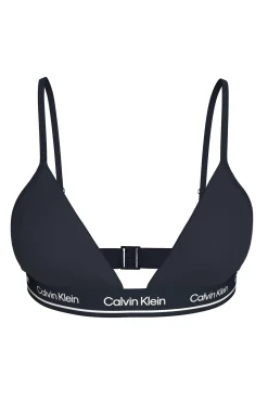 Top de bikini triangular logo Calvin Klein azul