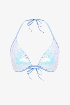 Top de bikini triangular azul