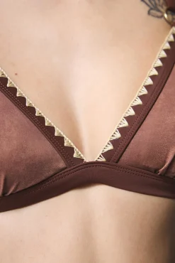 Top de bikini triangular camel