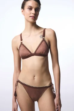 Top de bikini triangular camel
