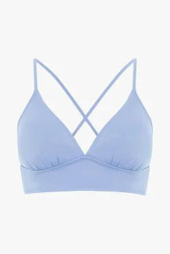 Top de bikini triangular azul