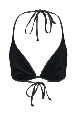 Top de bikini triangular negro metalizado