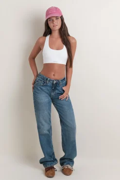 Top deportivo seamless canalé blanco