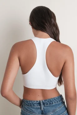 Top deportivo seamless canalé blanco