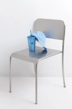 Vaso plástico cañita integrada azul medio