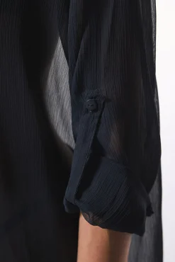 Vestido camisero largo playa negro
