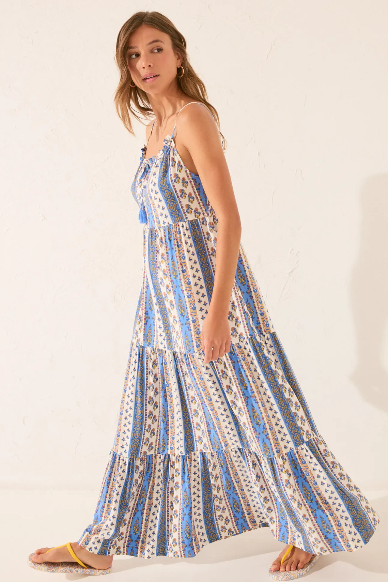 Vestido Cenefa Multicolor Viscosa