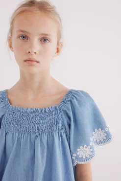 Vestido corto denim niña
