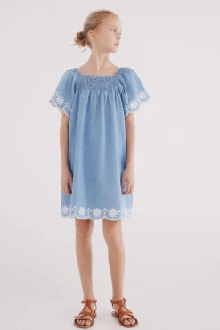 Vestido corto denim niña