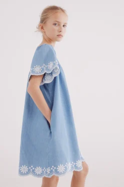 Vestido corto denim niña
