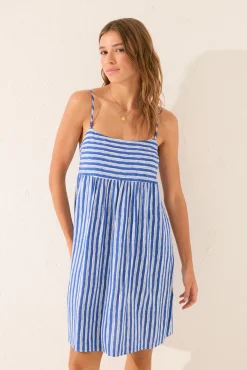 Vestido corto rayas azul