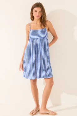 Vestido corto rayas azul