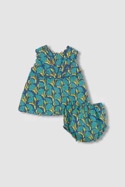 Vestido de flores con lazo azul