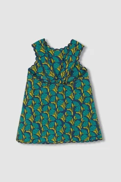 Vestido de flores con lazo azul