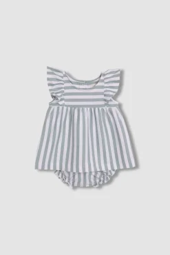Vestido de rayas de punto verde