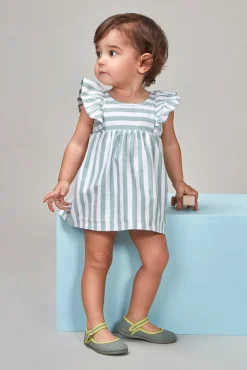 Vestido de rayas de punto verde