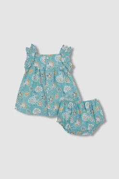 Vestido estampado flores azul claro