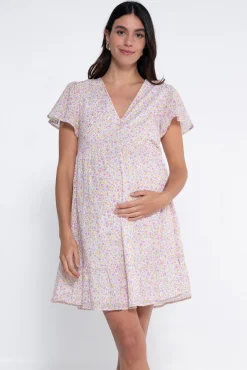 Vestido lactancia estampado con botones
