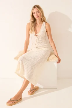Vestido largo crochet blanco