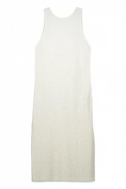 Vestido largo crochet crudo