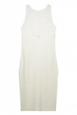 Vestido largo crochet crudo