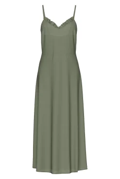 Vestido largo de tirantes con escote en pico